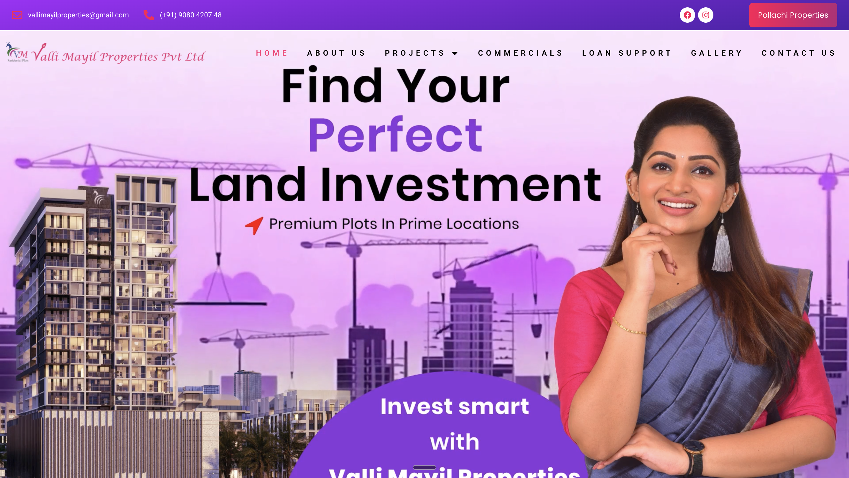 Vallimayil Properties Website Homepage Showcase